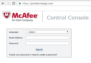 Console de contrôle MX Logic McAfee