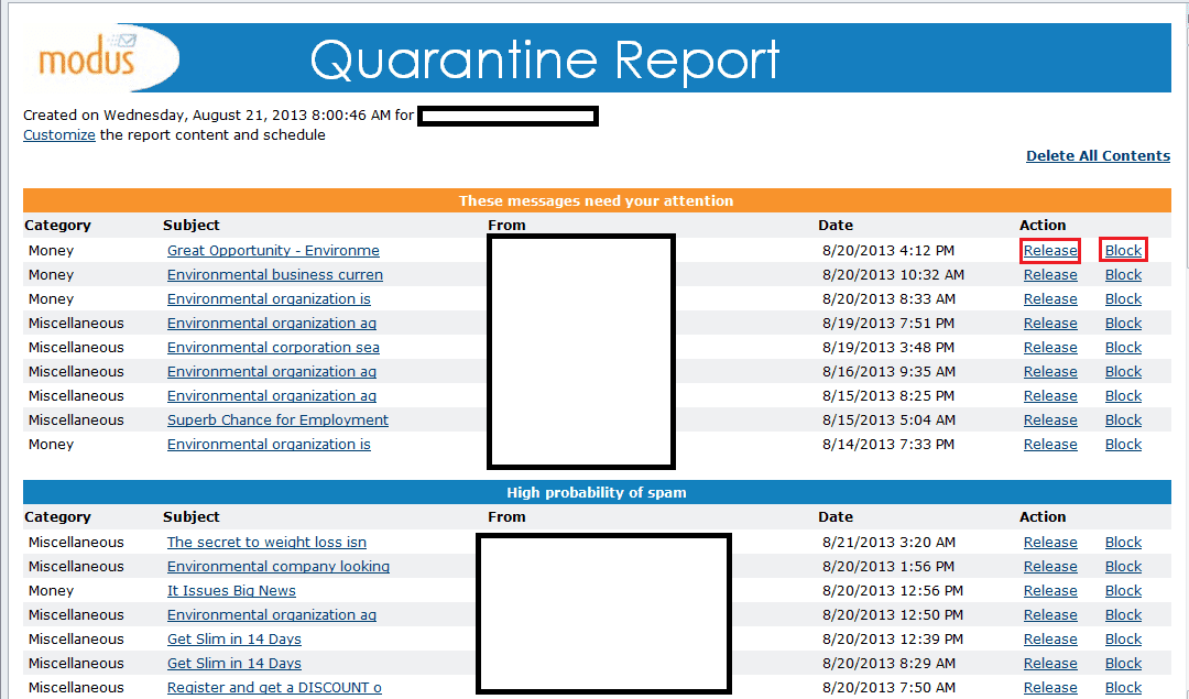 rapports de quarantaine